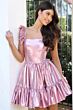 Jovani K45724 Tiered Ruffle Skirt Light Pink Satin Dress