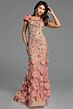 Jovani 38511 Floral Cap Sleeve Sheer Back Dress