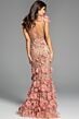 Jovani 38511 Floral Cap Sleeve Sheer Back Dress