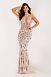 Jovani 38856 Cutout Back Beaded Halter Neck Dress