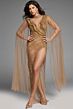 Jovani 38962 Cape Sleeve Embellished Sheer Dress