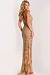 Jovani 39016 V-Neck High Slit Beaded Dress