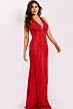 Jovani 40735 Beaded Halter Neck High Slit Dress