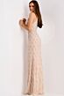 Jovani 42099 Halter Neck Lattice Beaded Dress