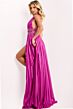 Jovani 42817 Metallic A-Line High Slit Dress