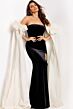 Jovani 42970 Bow Cape Sleeve Strapless Velvet Dress