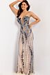 Jovani 43705 Plunging Neck Embellished Strapless Dress