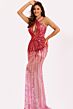 Jovani 43872 Cutout Back Cross Halter Neck Dress