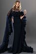 Jovani 44321 Sheer Cape Fitted Strapless Dress
