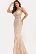 Jovani 44393 Illusion Bodice V-Neck Beaded Dress
