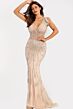 Jovani 44393 Illusion Bodice V-Neck Beaded Dress