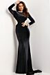 Jovani 44858 Cutout Back Long Sleeve Velvet Dress