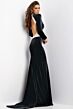 Jovani 44858 Cutout Back Long Sleeve Velvet Dress