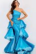 Jovani 46614 Asymmetric Neck Tiered Overskirt Dress