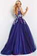 Jovani 06807 Floral Bodice Plunging Back Dress