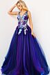 Jovani 06807 Floral Bodice Plunging Back Dress