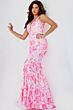 Jovani 08257 Floral Sequin Plunging Neck Dress