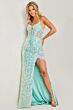 Jovani 24299 Embroidered Bodice Open Slit Dress