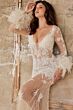 Jovani JB07527 Feather Sleeve Beaded Illusion Dress