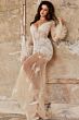 Jovani JB07527 Feather Sleeve Beaded Illusion Dress
