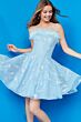 Jovani K09946 Feather Neck Beaded A-Line Dress