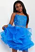 Jovani K23518 Spaghetti Strap Ruffle Skirt Dress