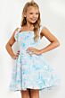 Jovani K23956 Floral Applique A-Line Slim Strap Dress