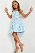 Jovani K23956 Floral Applique A-Line Slim Strap Dress