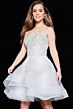 Jovani K24050 Ruffle Skirt Strapless Beaded Bodice Dress
