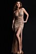 Jovani 07503 Plunging Neck Illusion Dress