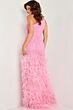 Jovani 08200 Feather Skirt One Shoulder Dress