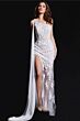 Jovani 09882 Beaded Illusion One Shoulder Dress