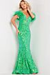 Jovani 23383 Feather Sleeves Geometric Dress