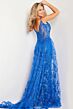 Jovani 23530 Long Overskirt Illusion Bodice Dress