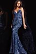 Jovani 23839 Open Back Floral Sequin Dress