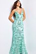 Jovani 23839 Open Back Floral Sequin Dress