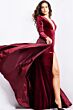 Jovani 23943 Plunging Neckline High Slit Dress
