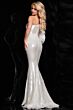 Jovani 23980 Feather Sleeve One Shoulder Dress