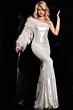 Jovani 23980 Feather Sleeve One Shoulder Dress