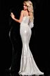 Jovani 23980 Feather Sleeve One Shoulder Dress