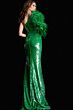 Jovani 23980 Feather Sleeve One Shoulder Dress
