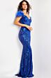 Jovani 26041 Feather Straps Sequin Dress