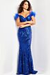 Jovani 26041 Feather Straps Sequin Dress