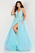 Jovani 26045 Open V-Back Embroidered Dress
