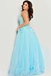 Jovani 26045 Open V-Back Embroidered Dress
