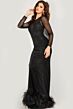 Jovani 26047 Feather Hem Long Sleeves Dress