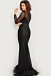 Jovani 26047 Feather Hem Long Sleeves Dress