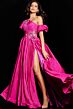 Jovani 36872 Asymmetrical Neckline Puff Sleeve Dress