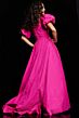 Jovani 36872 Asymmetrical Neckline Puff Sleeve Dress