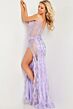 Jovani 36885 Feather Skirt Sheer Bodice Dress